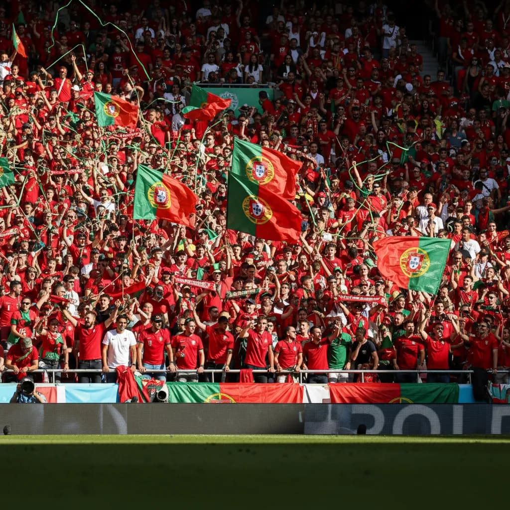 Portugal players attacking in numbers in red jerseys during World Cup 2026