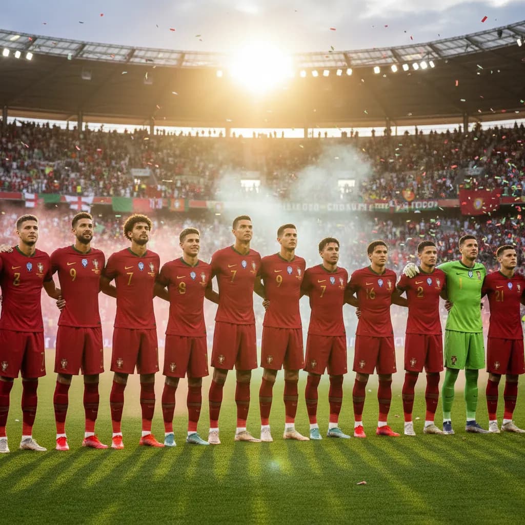 Portugal fans waving flags in a packed New York stadium