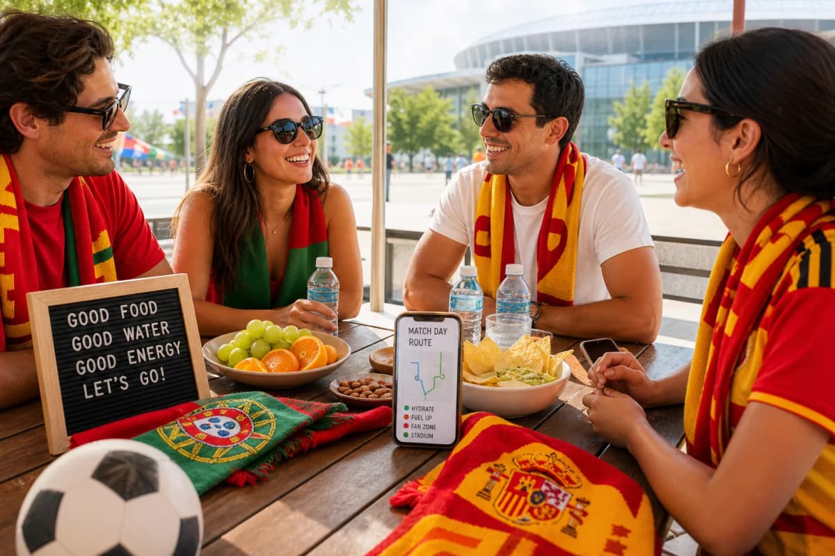 Arlington fans using food and hydration as part of a Portugal vs Spain route
