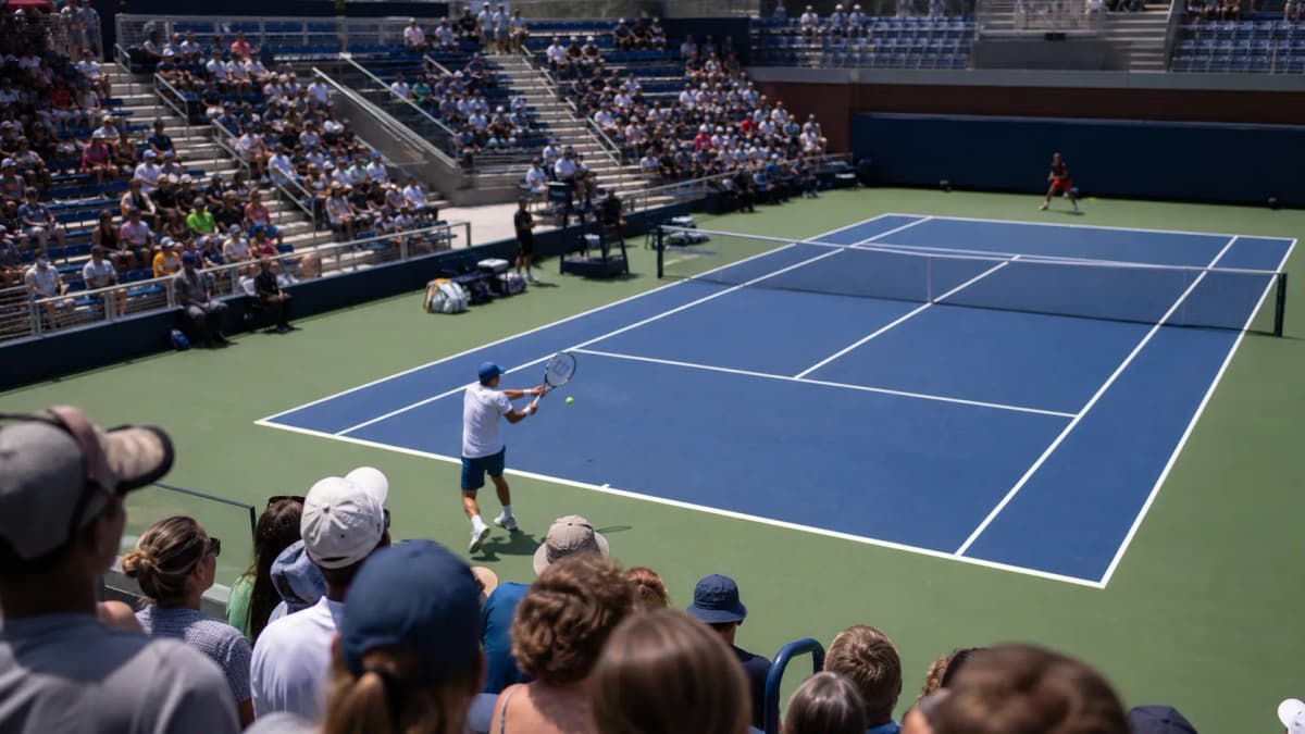 Bright US Open tennis atmosphere illustrating Post-Wimbledon Fitness Questions That Matter Before the US Open.