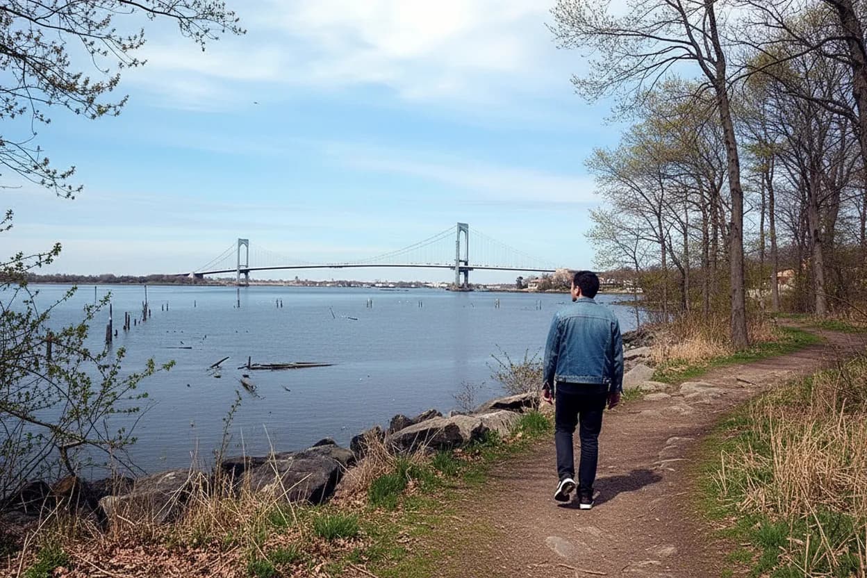 NYC experience scene for Powell’s Cove Park Shoreline Path for a Whitestone Stroller Walk Before the Heat Builds