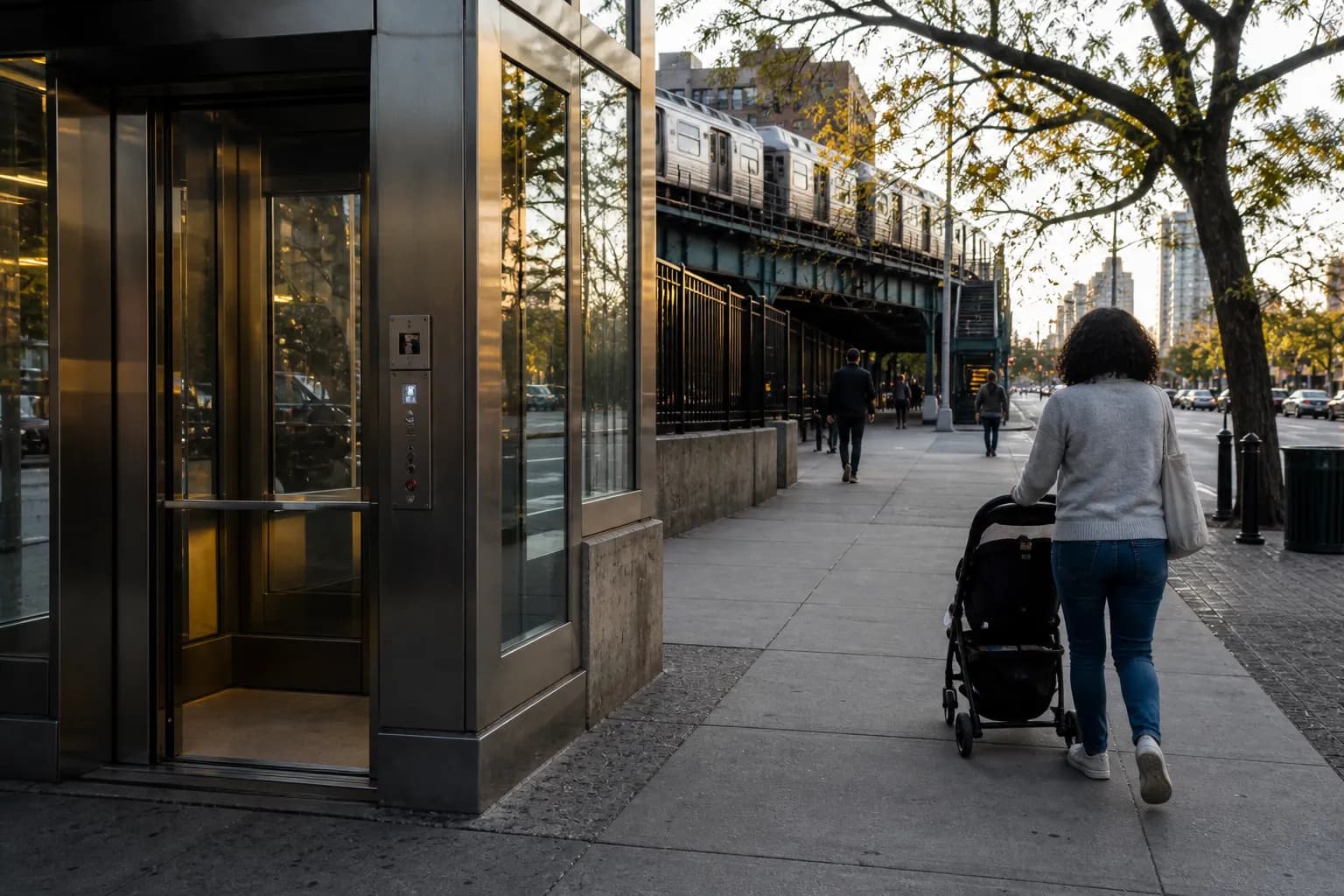 Local NYC scene for Stroller Friendly Subway Itinerary NYC With Working Elevators.