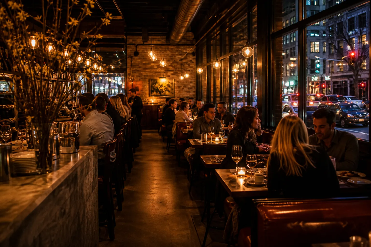 Local NYC scene for Quick Pre Theater Dinner NYC Dinner In Under 45 Minutes.