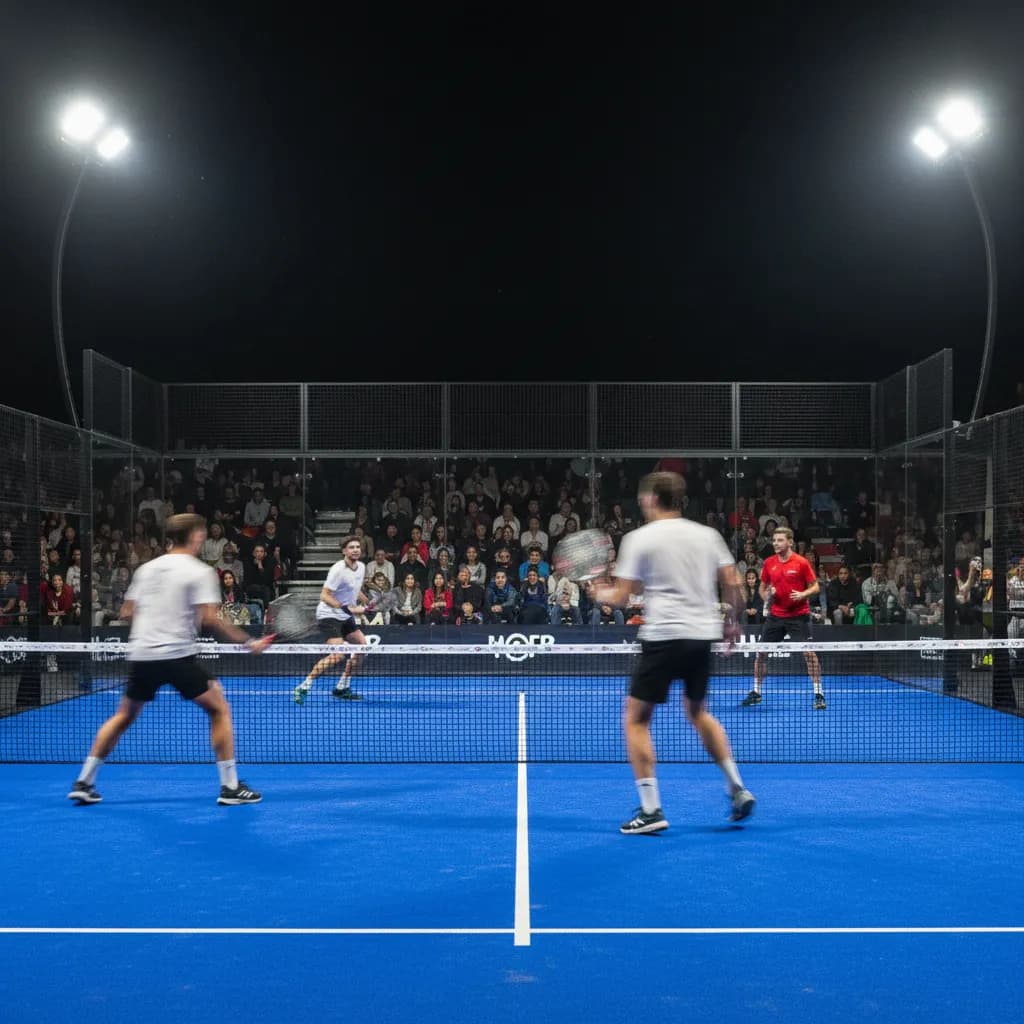 A padel match atmosphere for a Pro Padel League NYC event