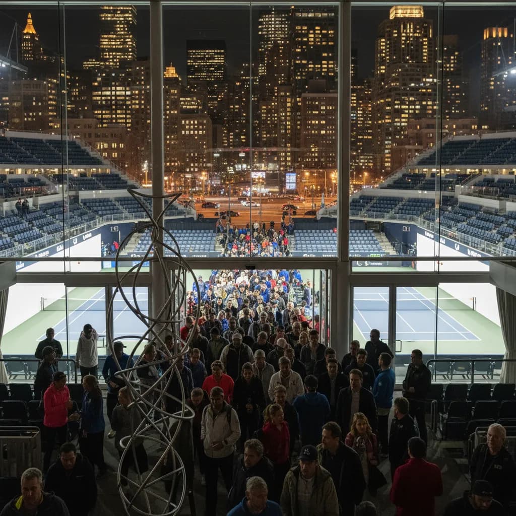 An indoor padel court with city sports crowd energy