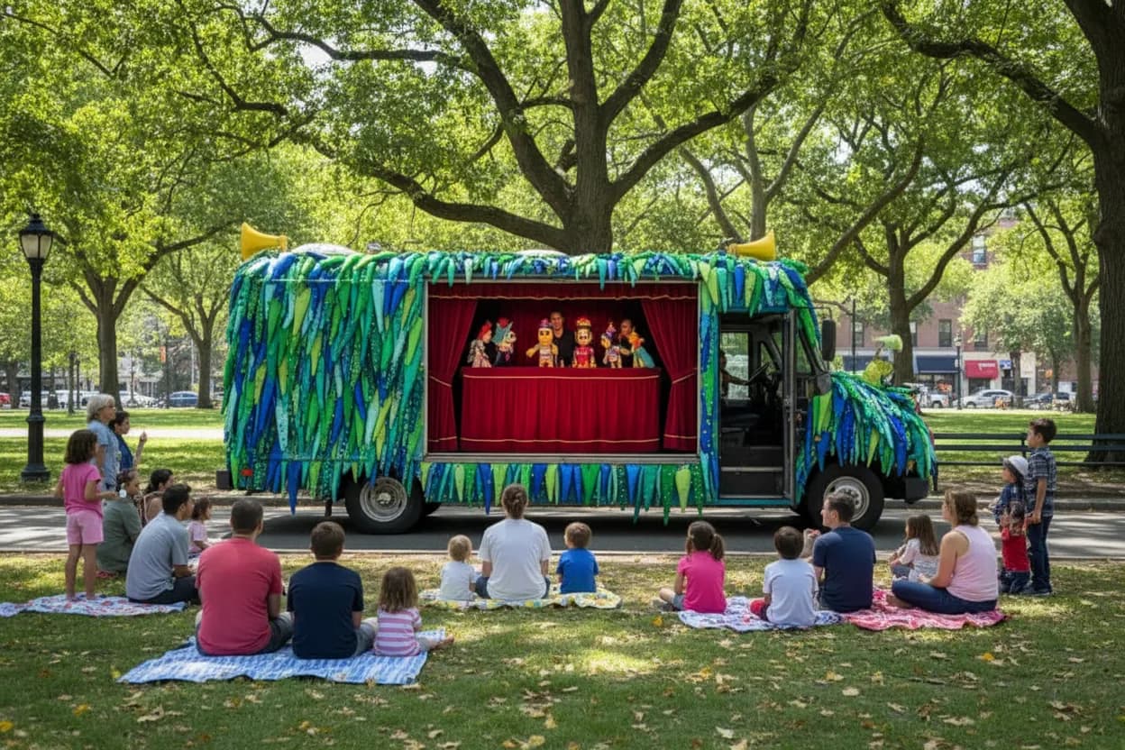 NYC experience scene for PuppetMobile at Greenbelt Recreation Center: A Free Staten Island Kids’ Show Before the Afternoon Heat