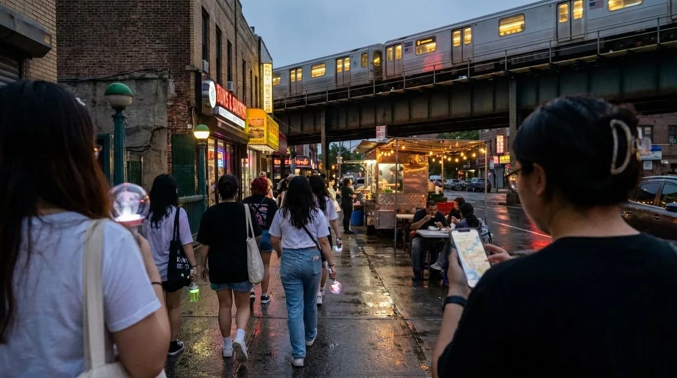 NYC experience scene for Queens After-Parties for K-Pop Fans Avoiding Midtown Crowds