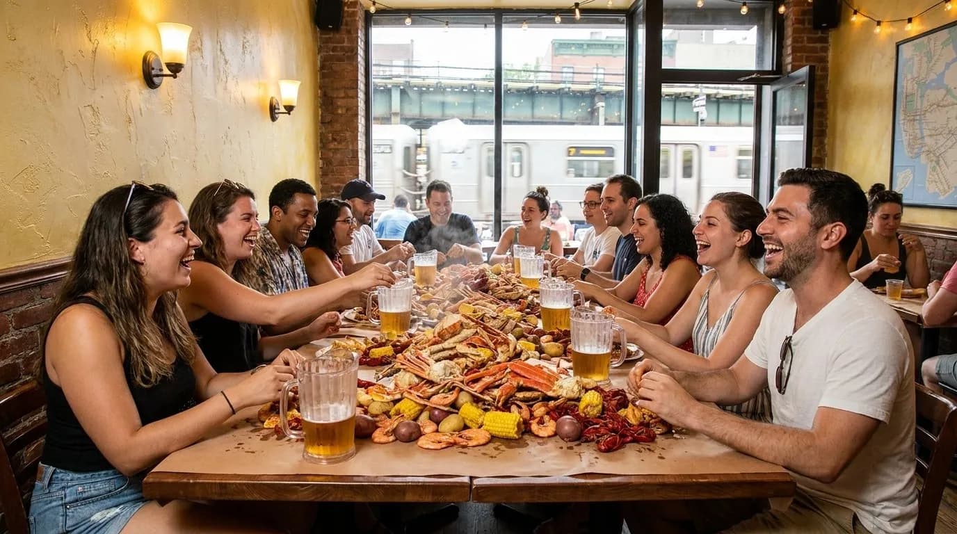 Cover scene for Queens Seafood Boils Built for Loud Summer Group Dinners