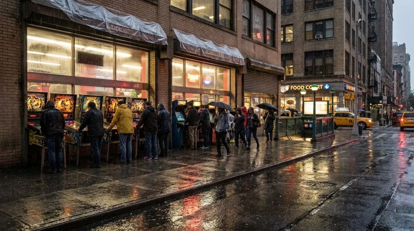 Cover scene for Rainy-Day NYC Arcades Near Food Halls and Subway Transfers