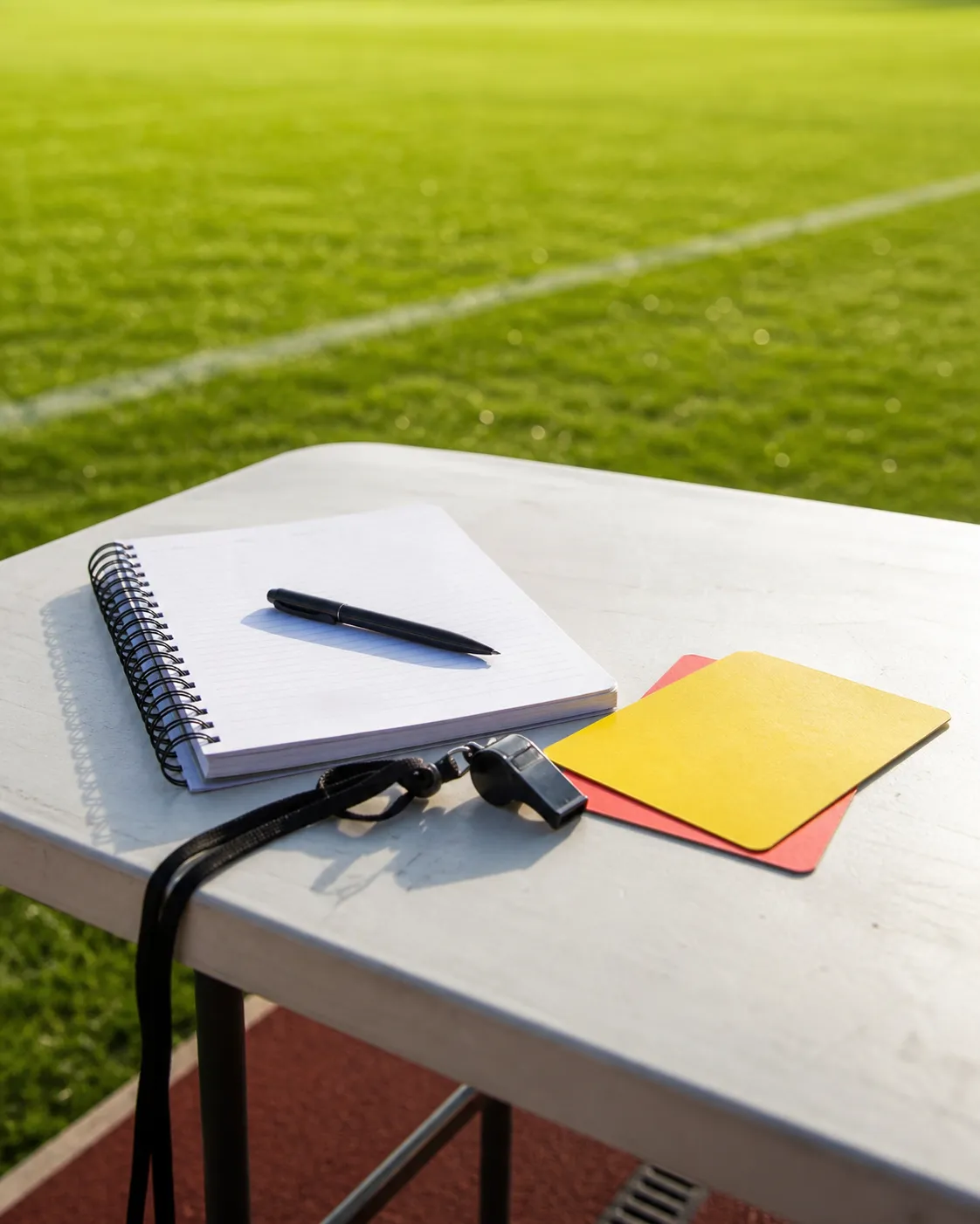 Bright realistic football referee image for Raphael Claus explainer