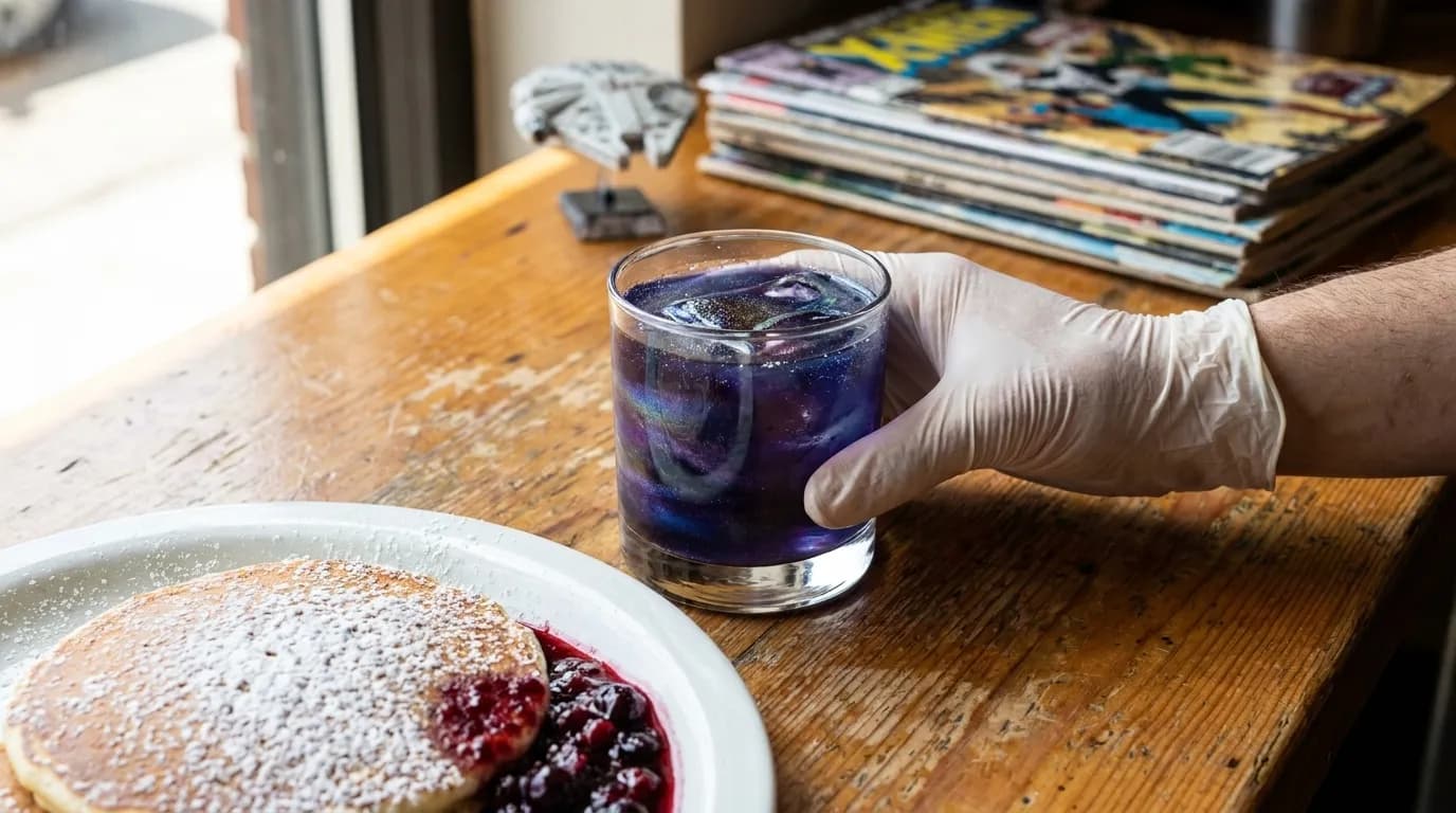 Friends gathered around brunch table with creative cocktails in Los Angeles