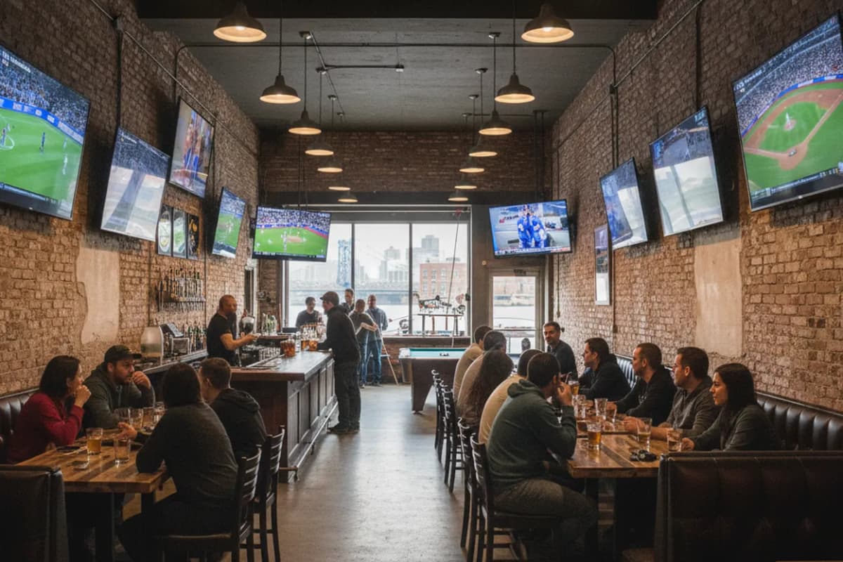 Cover scene for Rivercrest Astoria: A Queens Sports-Bar Plan for Groups with Different Games