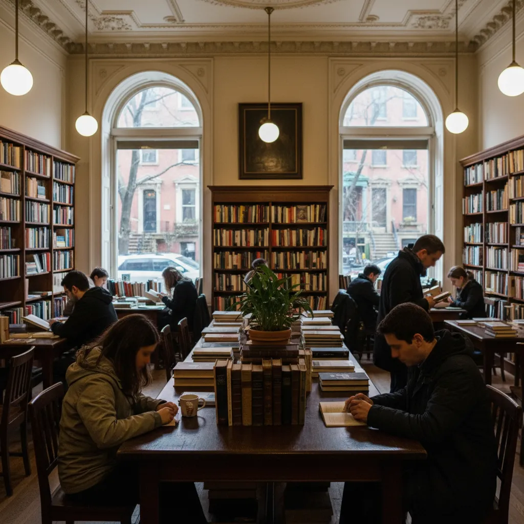 Editorial-style detail scene for Rizzoli Bookstore in New York.