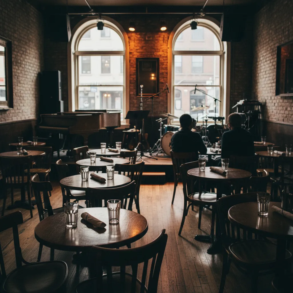 Editorial-style detail scene for Rockwood Music Hall in New York.