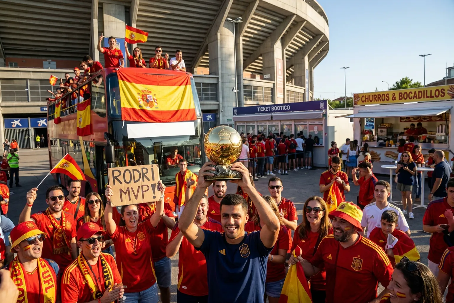 A bright practical scene for rodri claims golden ball after spain’s unbeaten championship.