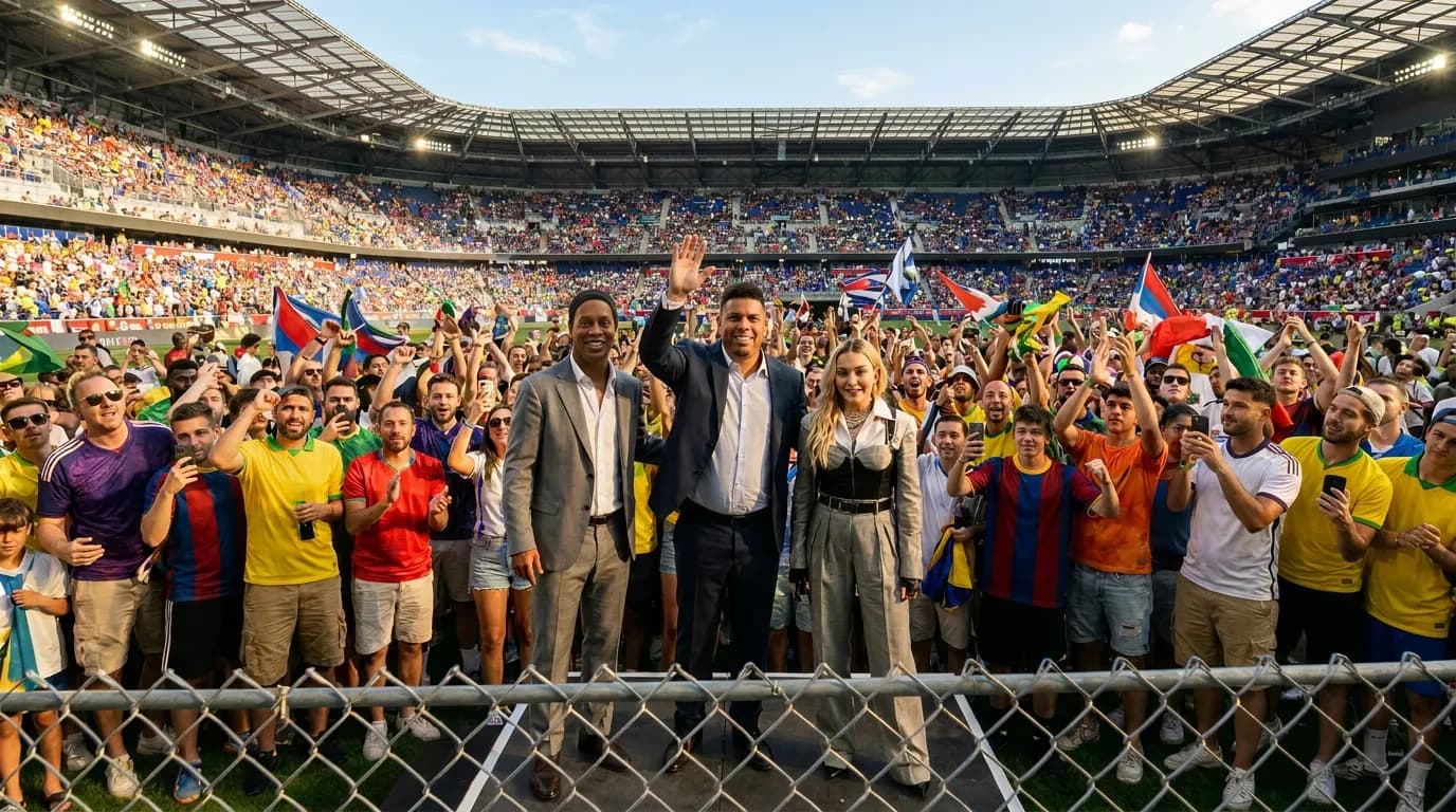 Second editorial detail for Ronaldo and Ronaldinho Joined Madonna on Football’s Biggest Stage
