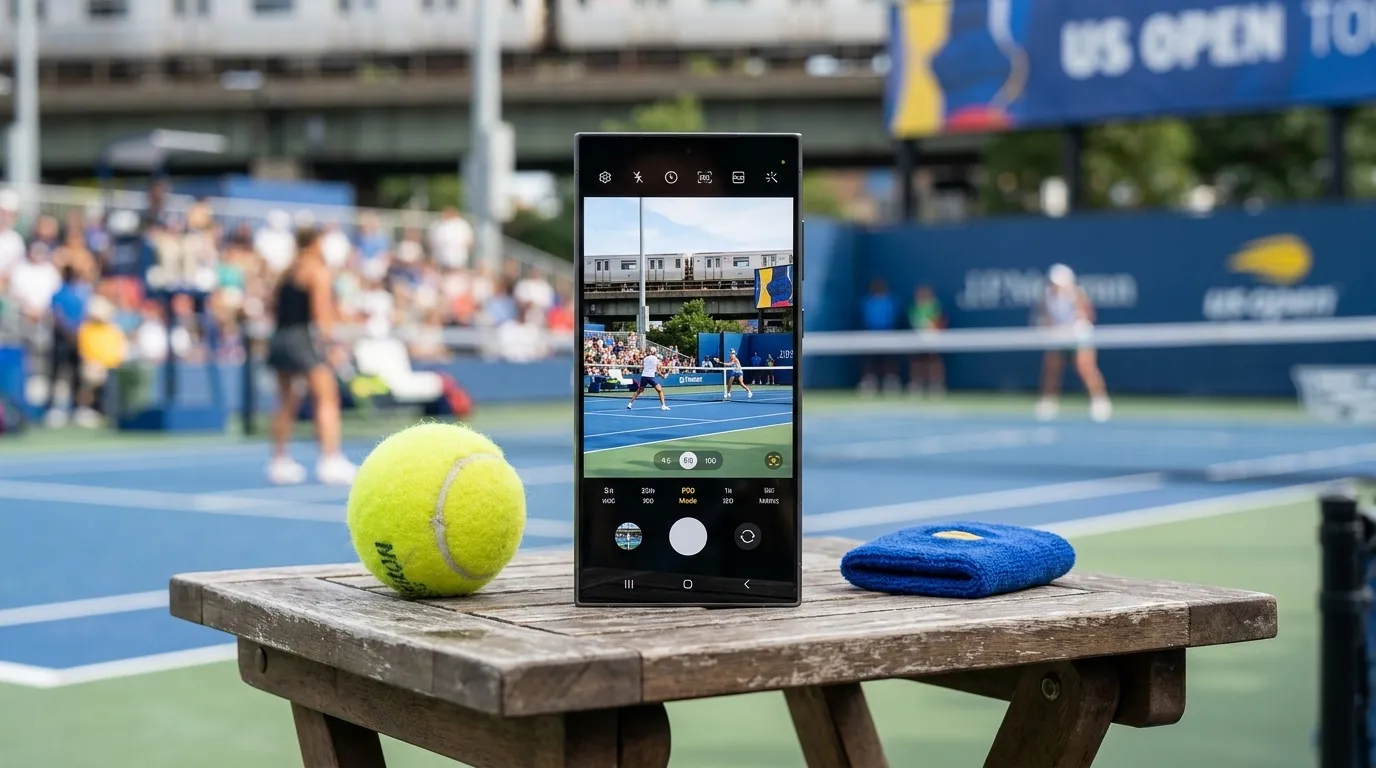 Photorealistic New York scene for Samsung Phone Settings for Sharper US Open Action Photos.