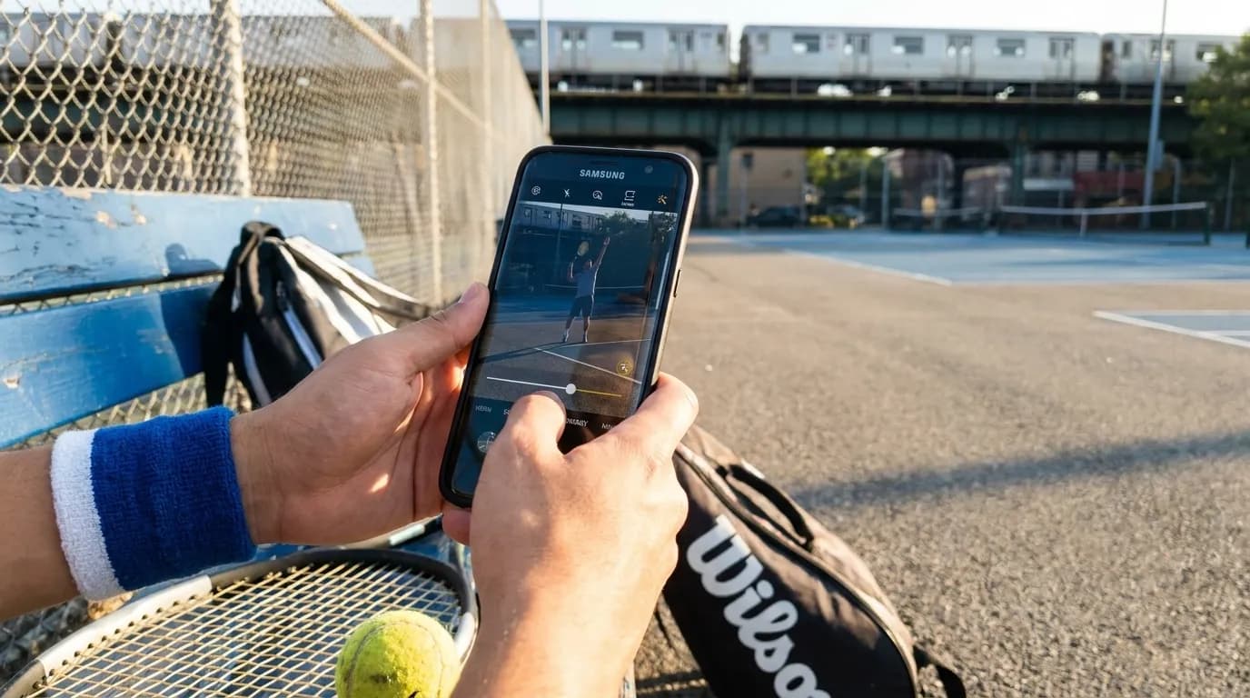 Bright editorial scene supporting Samsung Phone Settings for Sharper US Open Action Photos.