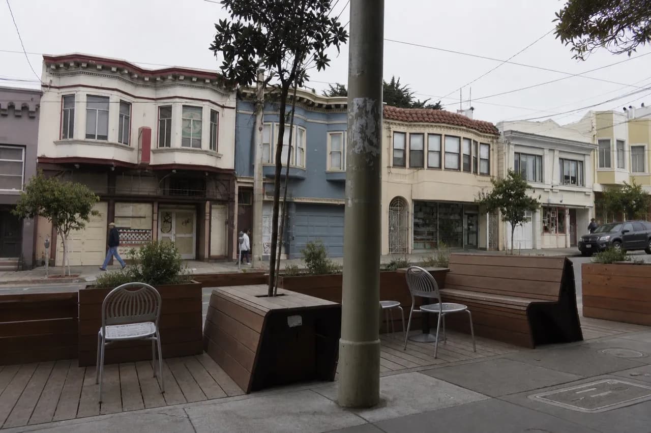 Inner Sunset parklet outside a San Francisco bakery