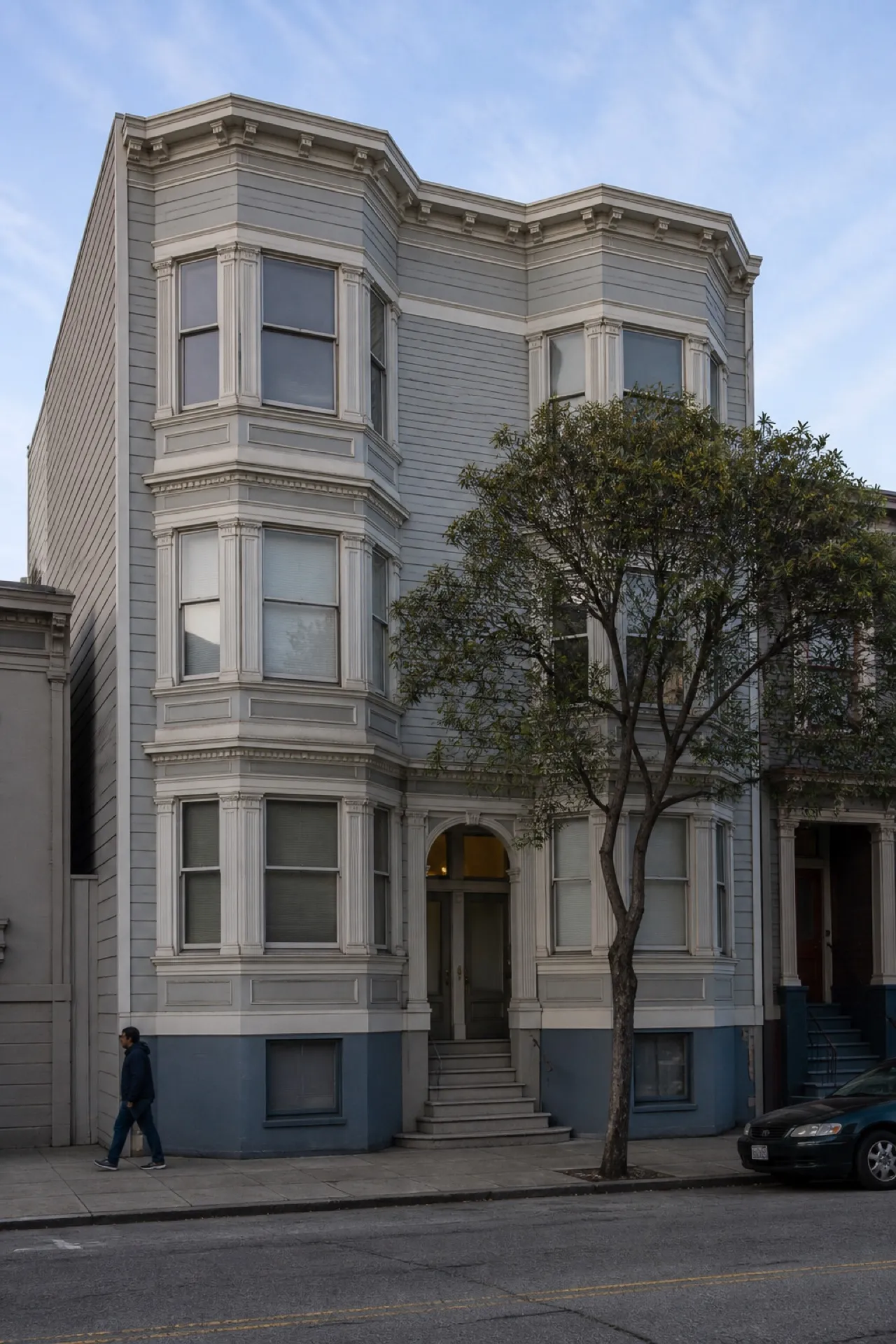 San Francisco building facade in even overcast light