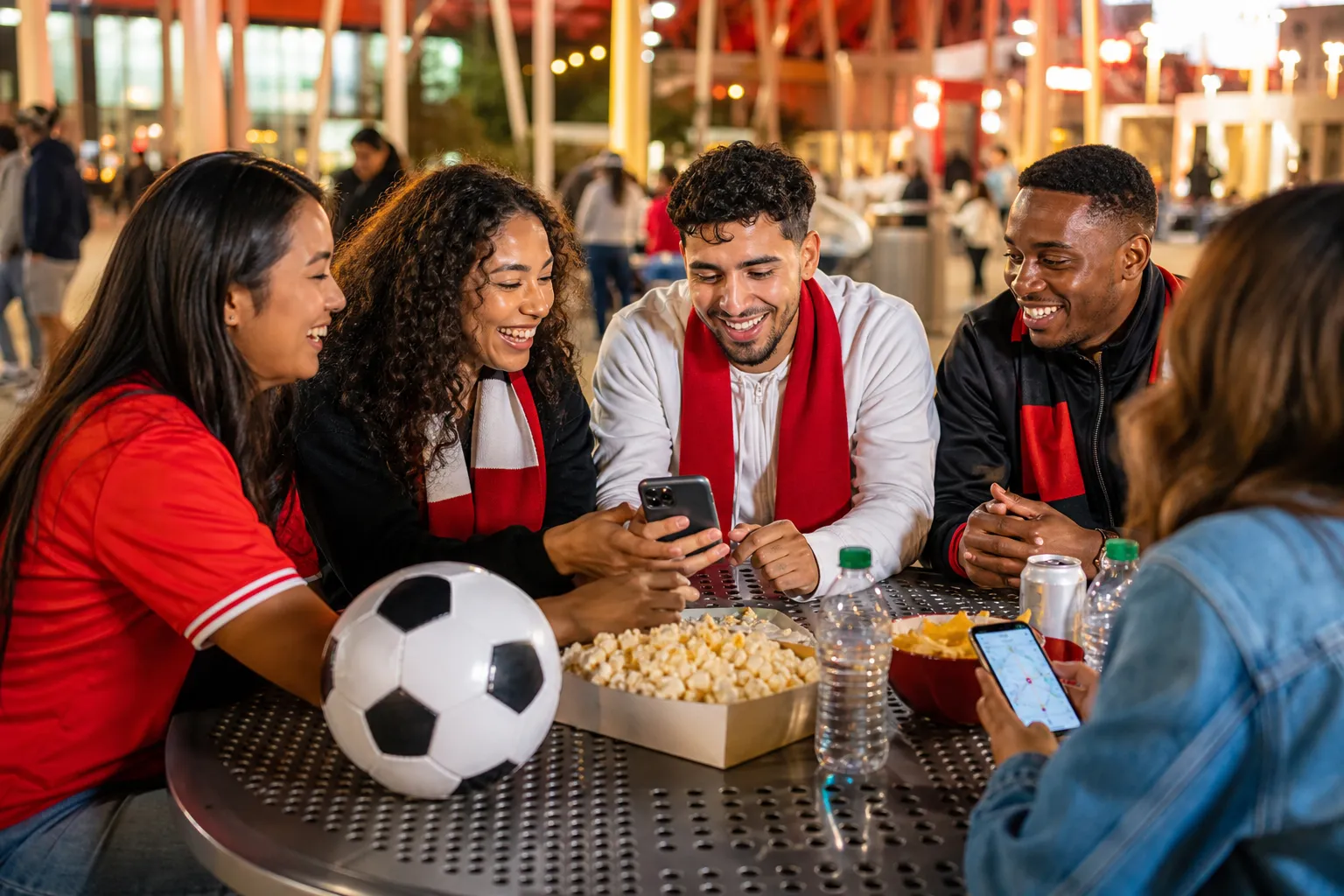 Santa Clara fans waiting out the post-match transit rush with route updates