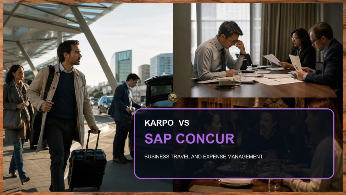 Karpo versus SAP Concur in a photorealistic editorial comparison.