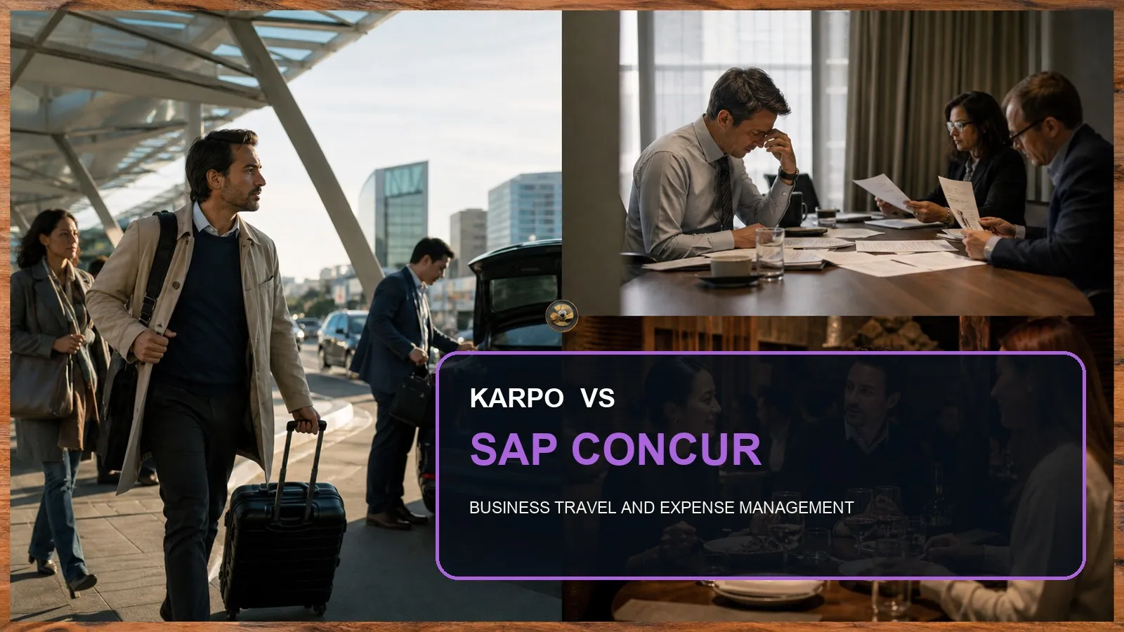 Karpo versus SAP Concur in a photorealistic editorial comparison.