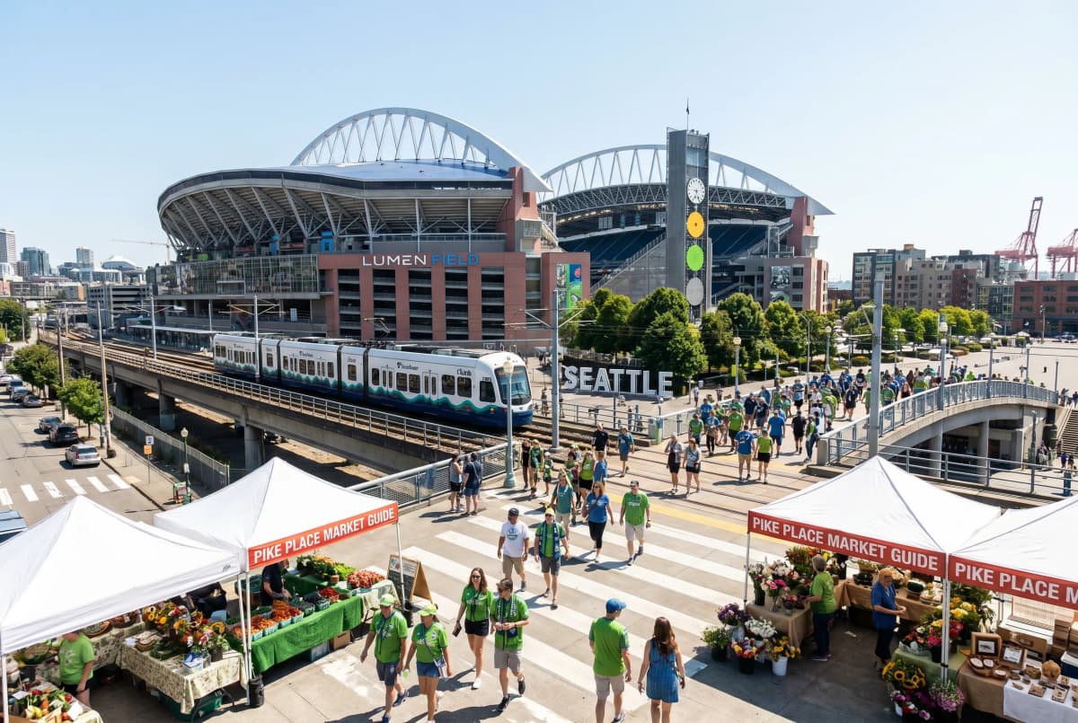 Bright World Cup match-day scene in Seattle.