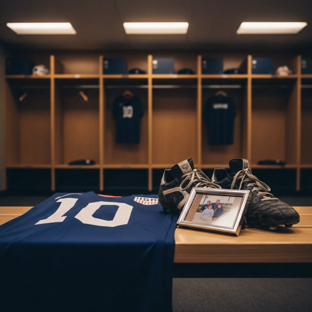 USMNT jersey and boots in a locker room representing Sebastian Berhalter's World Cup moment