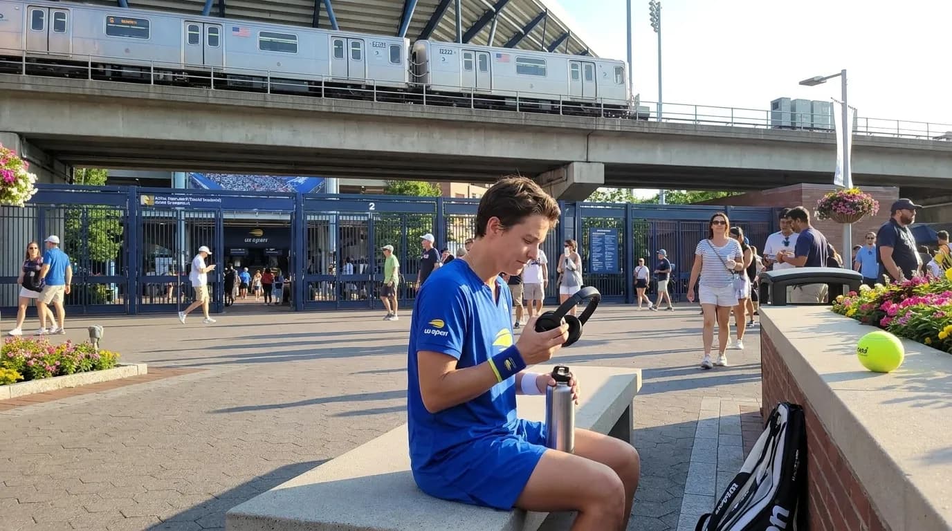 Bright editorial scene supporting Sensory-Friendly US Open Planning for Noise-Sensitive Tennis Fans.
