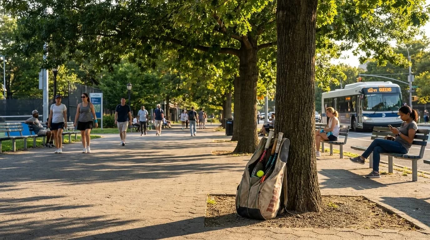 Bright editorial scene supporting Sensory-Friendly US Open Planning for Noise-Sensitive Tennis Fans.