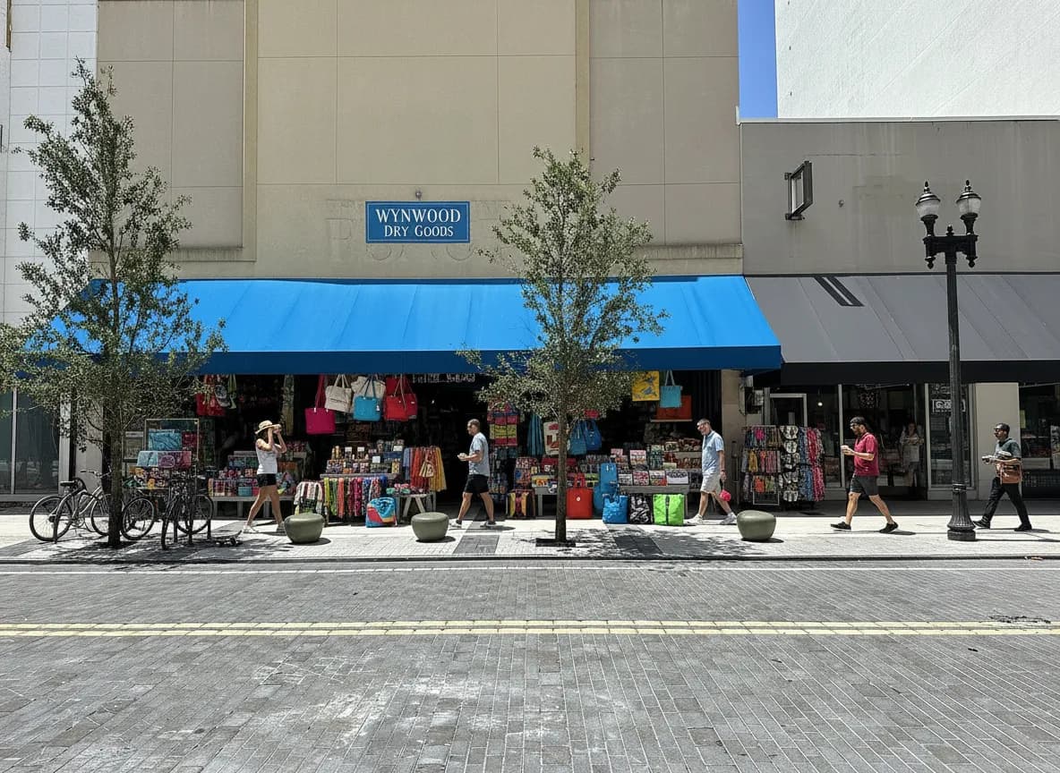 Photorealistic editorial scene for Wynwood Travel Essentials You Can Replace the Same Day in Miami.
