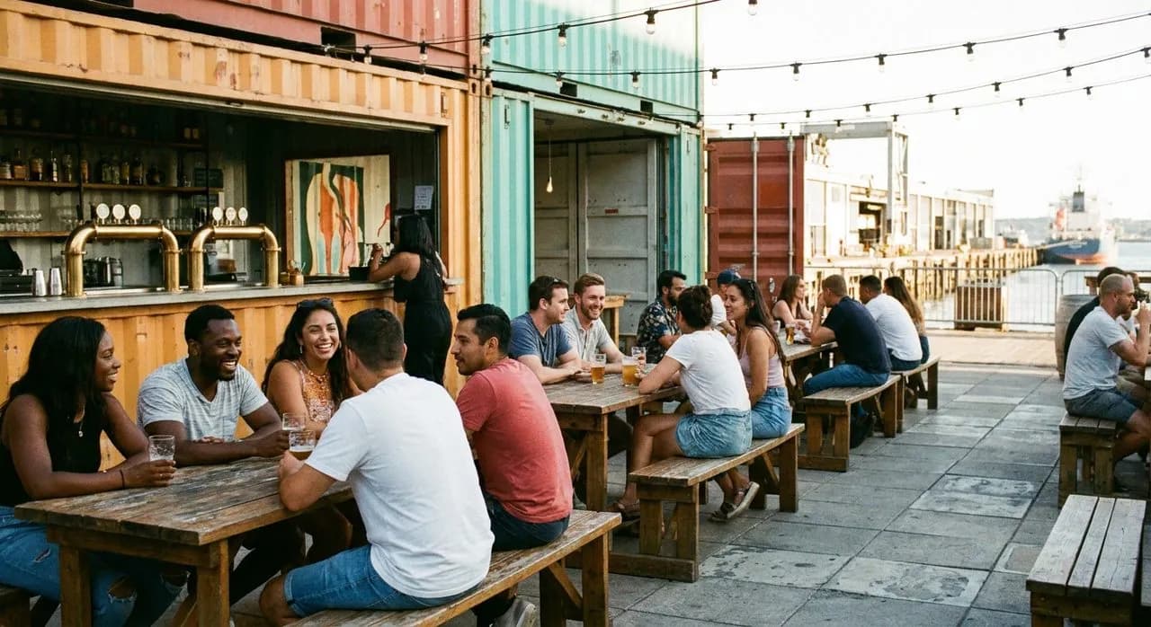 A Bar Inside a Converted Shipping Container in Dogpatch