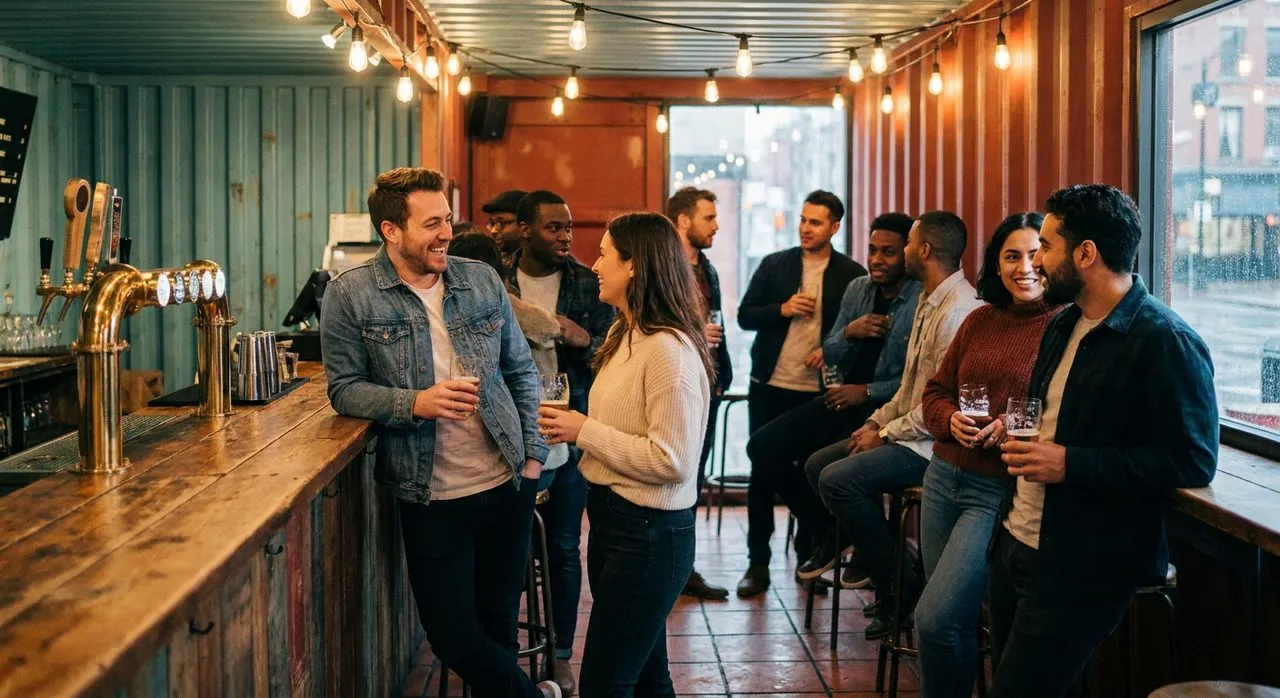 A Bar Inside a Converted Shipping Container in Dogpatch