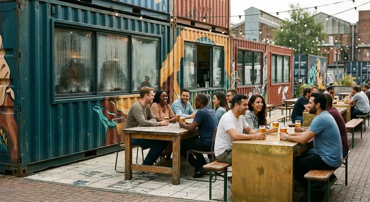 A Bar Inside a Converted Shipping Container in Dogpatch