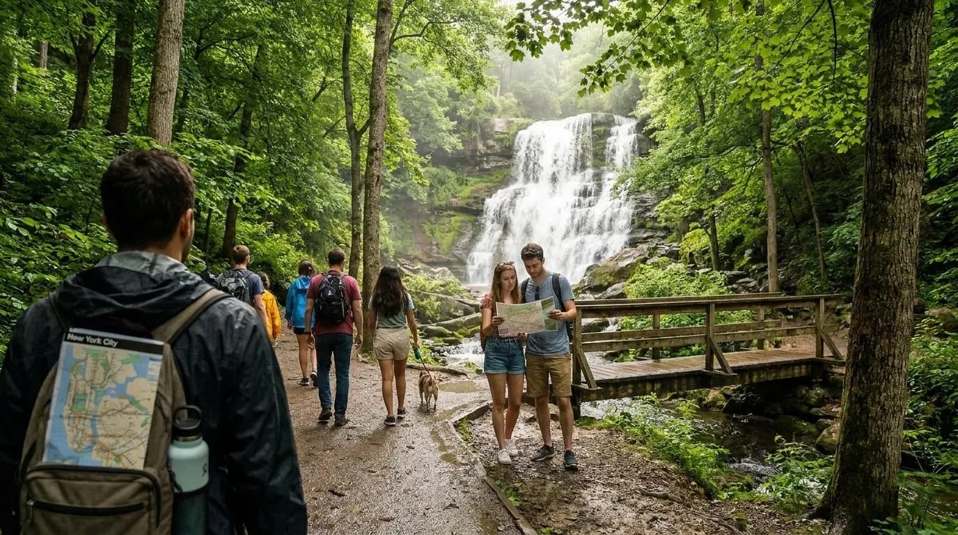 NYC experience scene for Shaded Waterfall Trails Near NYC for Peak Heat Weekends