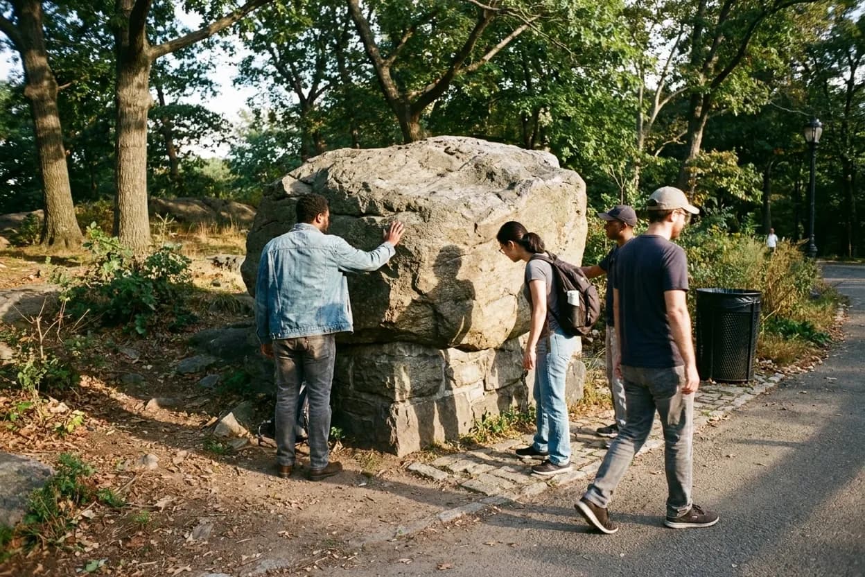NYC experience scene for Shorakapok Rock: The Lenape Landmark Hidden in Inwood Hill Park