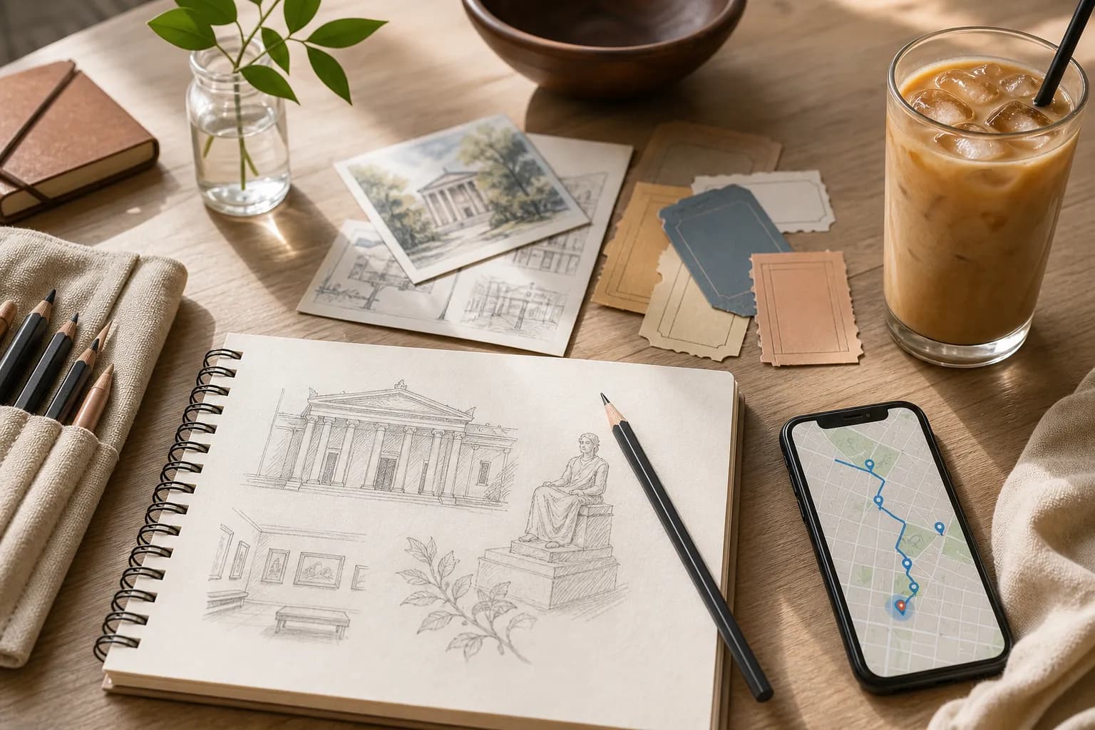 Sketchbook and cafe pause for a Singapore gallery afternoon