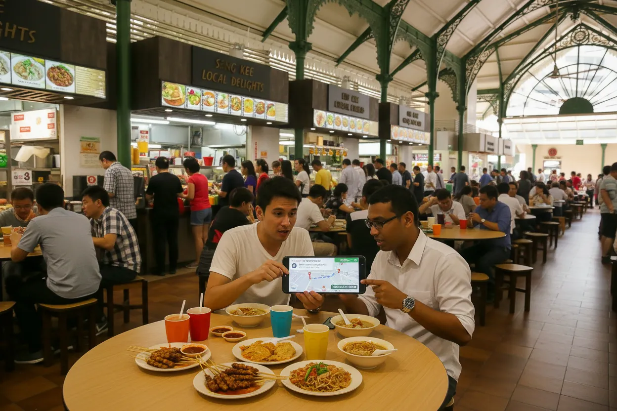 Lau Pa Sat food backup for a Singapore soccer watch route