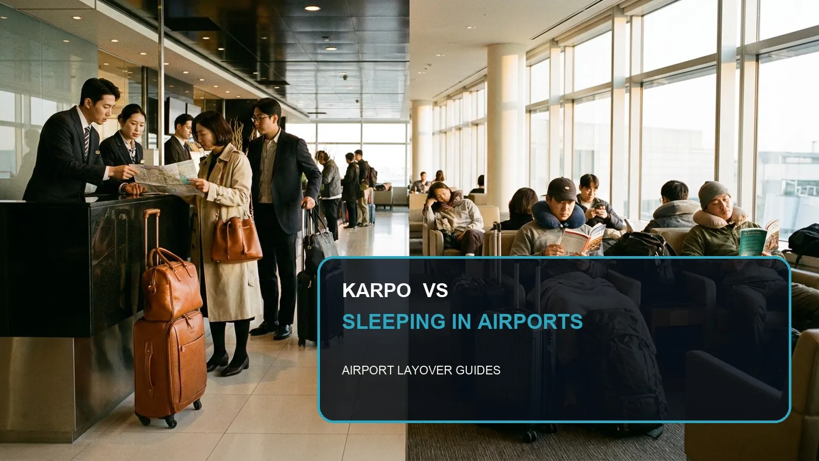 Karpo versus Sleeping in Airports in a photorealistic editorial comparison.