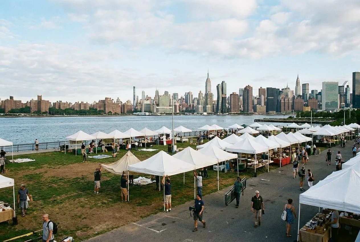 smorgasburg's williamsburg market when the vendors are still setting up