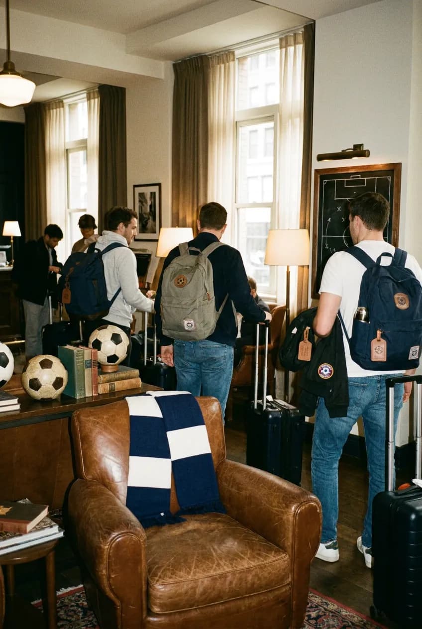 NYC hotel lobby for World Cup soccer travelers
