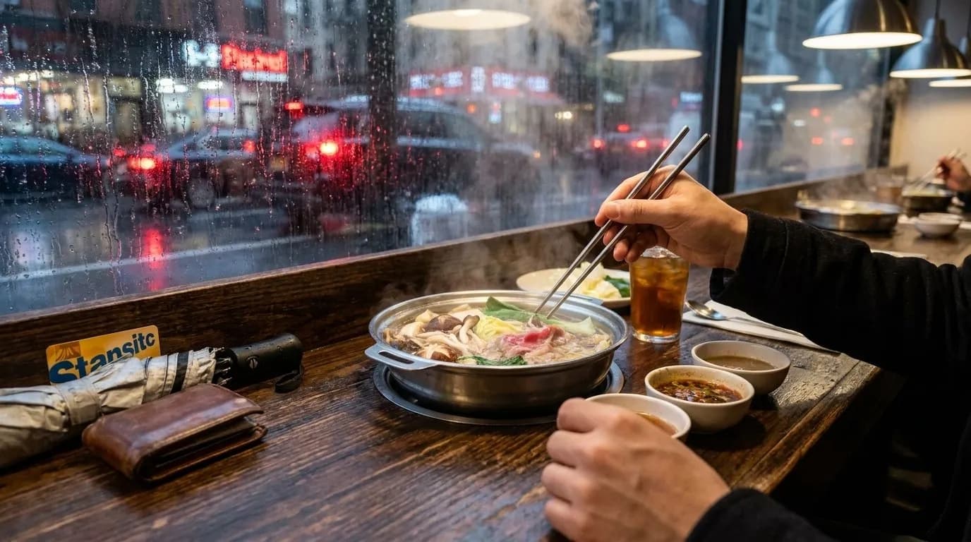 Editorial NYC detail for Solo-Friendly Hotpot Counters for Rainy Manhattan Evenings