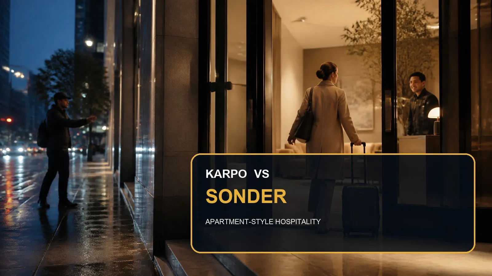 Karpo versus Sonder in a photorealistic editorial city comparison.