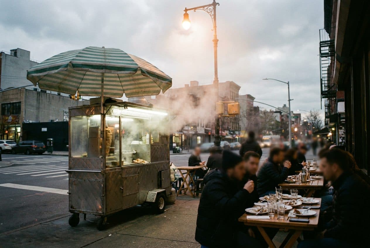 Souvlaki Carts in Astoria the Night kaley cuoco Headlines Flash Between Halves - cover image