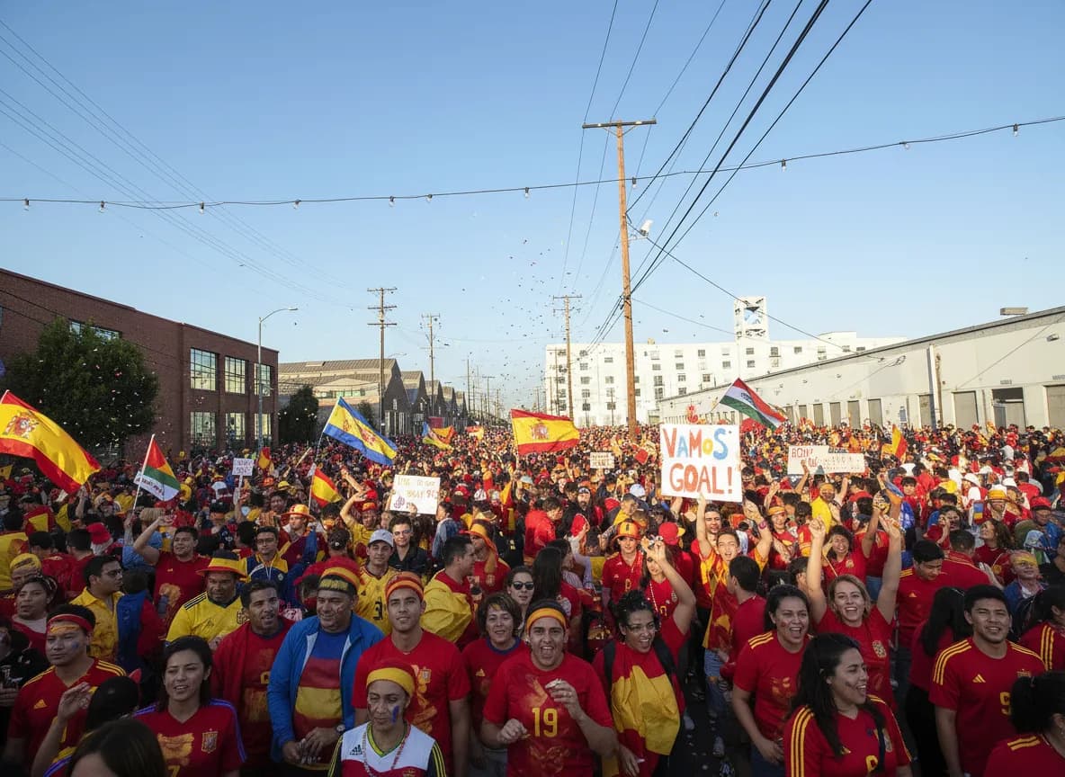 Spain World Cup fans in Los Angeles