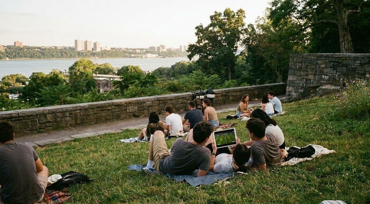 Spurs vs Knicks Game 4 From a Fort Tryon Blanket - scene