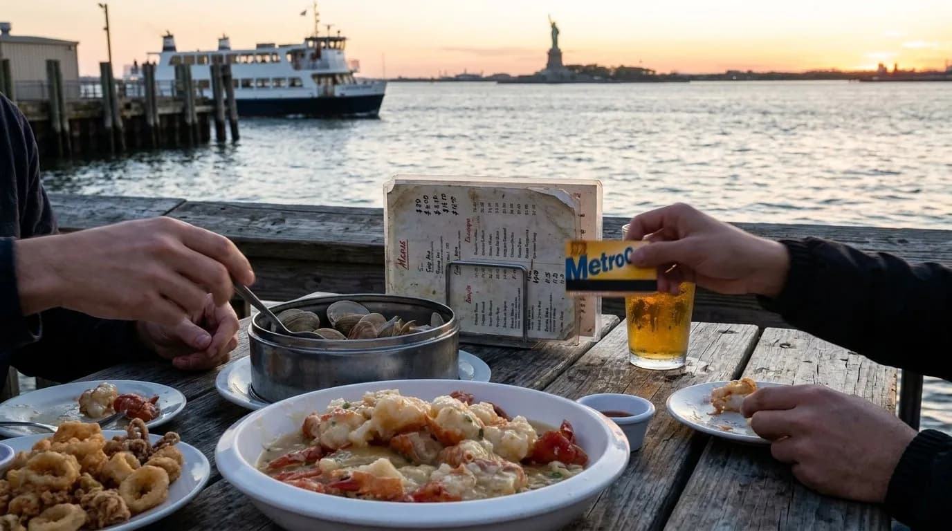Editorial NYC detail for Staten Island Waterfront Seafood Stops for Sunset Tables