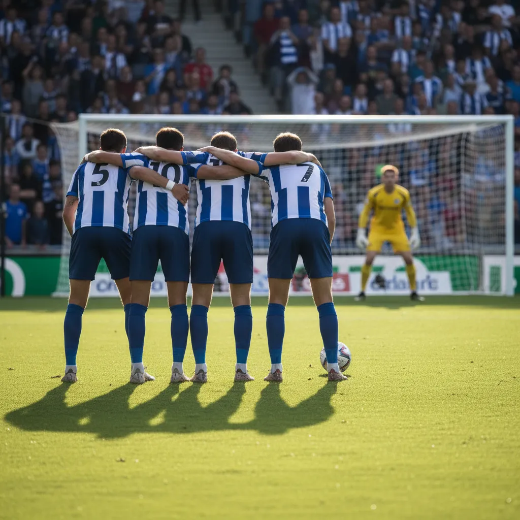 A free kick wall stands ready during a World Cup 2026 knockout match