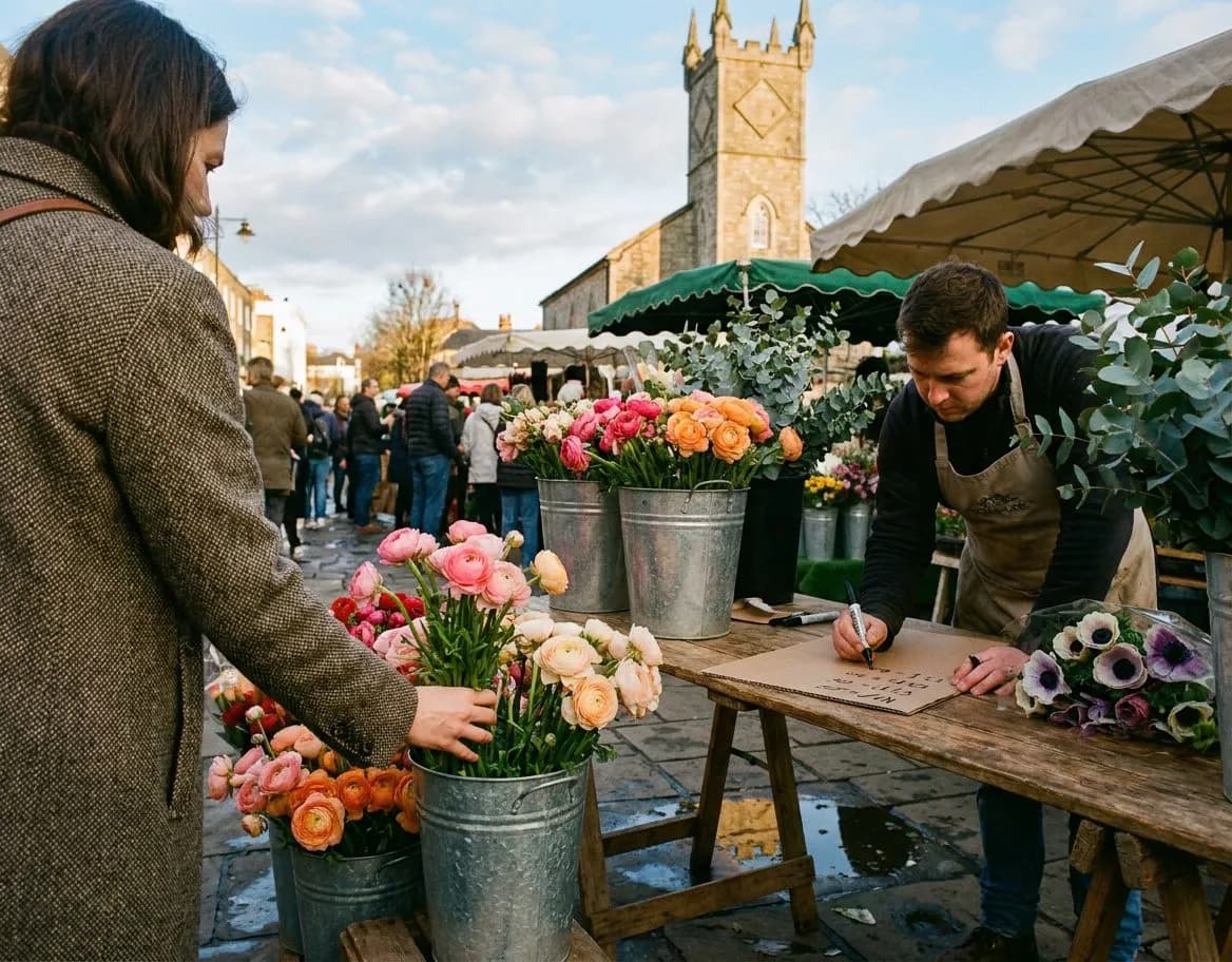 The Sunday 7am flower market run in Chelsea before the wedding crowd arrives